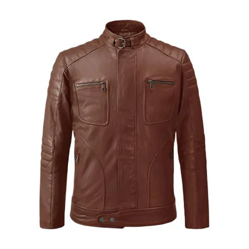 Men's Tan Rebellion Biker Leather Jacket