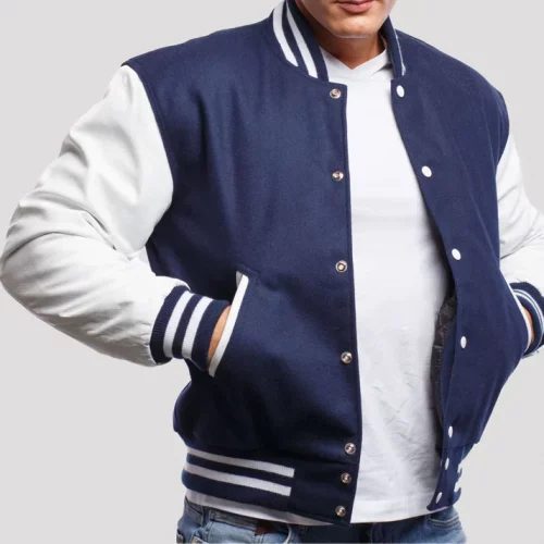 Men's Royal Blue & Bright White Wool Varsity Jacket