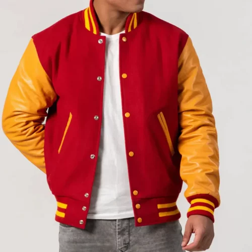 Men's Scarlet & Bright Gold Varsity Jacket