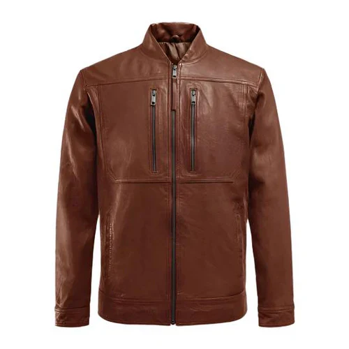 Men's Veil Tan Biker Brown Leather Jacket