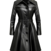 Women's Black Lumos Long Leather Coat