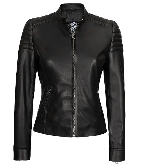 Women's Carrie Slim Fit Black Leather Jacket