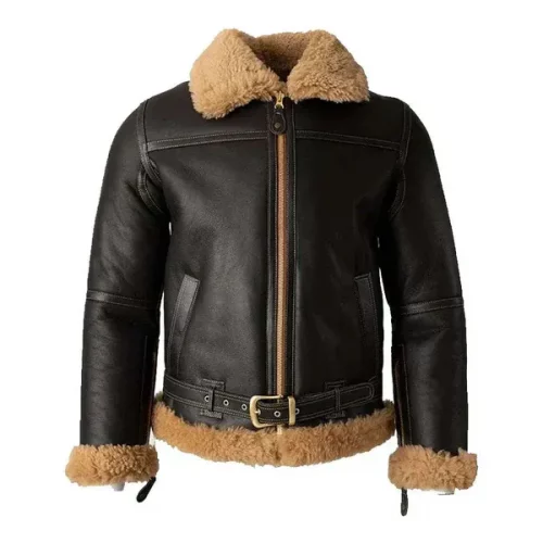 Men' 1940s B3 Bomber Battle Faux Shearling Leather Jacket