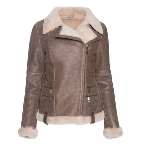 Women's Brown Spanish Merino Shearling Leather Jacket