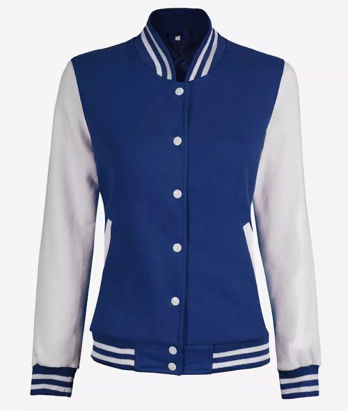 Women's Royal Blue and White Varsity Jacket - Baseball Style