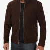 Men's Top Notch Dark Brown Suede Leather Jacket