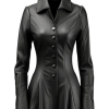 Women's Black Falk Long Leather Trench Coat